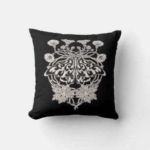 Moth Talisman - Whimsigoth Screenprint Style Drawi Throw Pillow