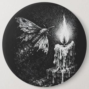 Moth to the Flame — by BurnsInHell 6 Inch Round Button