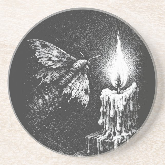 Moth to the Flame — by BurnsInHell Coaster (Front)