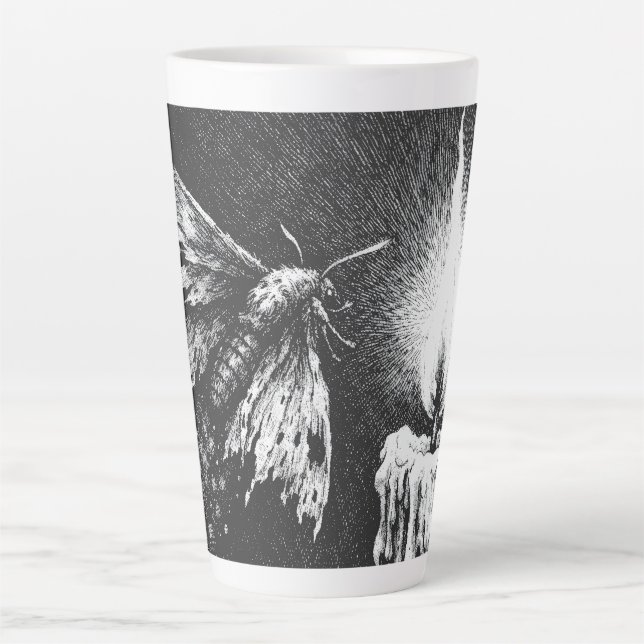 Moth to the Flame — by BurnsInHell Latte Mug (Front)