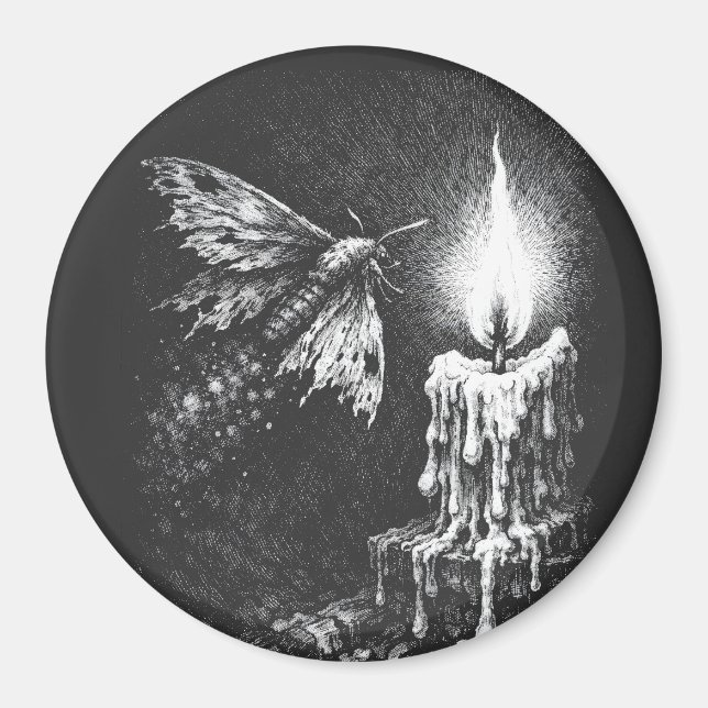 Moth to the Flame — by BurnsInHell Magnet (Front)