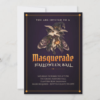 Moth Witch Halloween Masquerade Ball Invitation