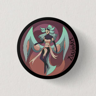 Moth women anime 1 inch round button