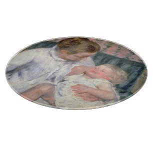 Mother about to Wash her Sleepy Child, 1880 (oil o Cutting Board