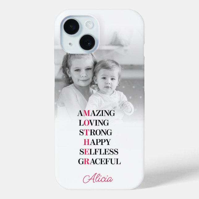 Mother Acronym Custom Photo iPhone Case (Back)
