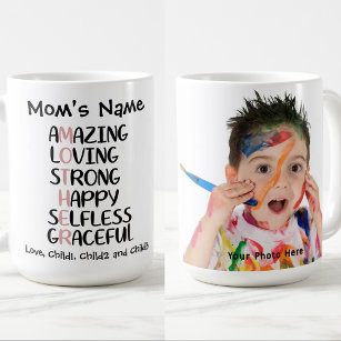 Mother Anagram Amazing Loving Customizable Photo Coffee Mug