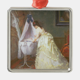 Mother and Baby, 1869 (oil on panel) Metal Ornament