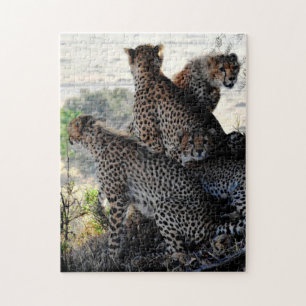 Mother and Baby Animal Cheetah Photography Jigsaw Puzzle