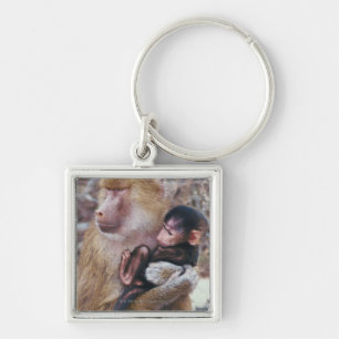 Mother and Baby Baboon Keychain