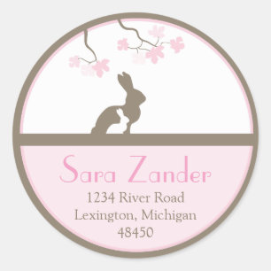 Mother and Baby Bunny Address Label