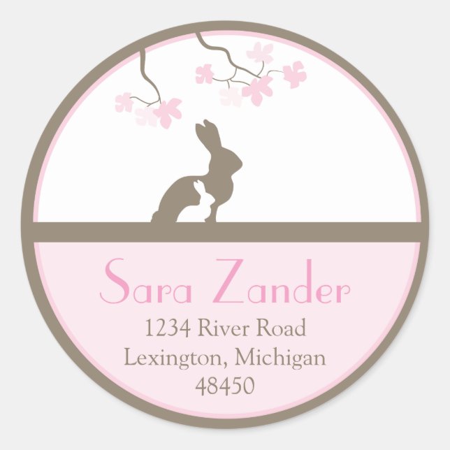 Mother and Baby Bunny Address Label (Front)