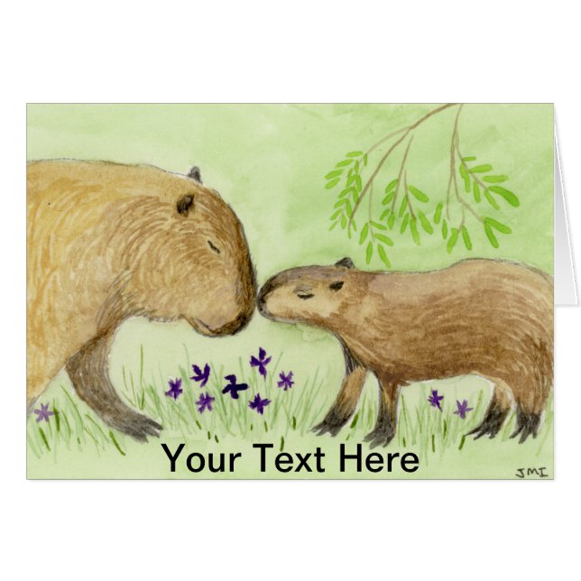 Mother and Baby Capybara (Front Horizontal)