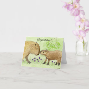 Mother and Baby Capybara Card
