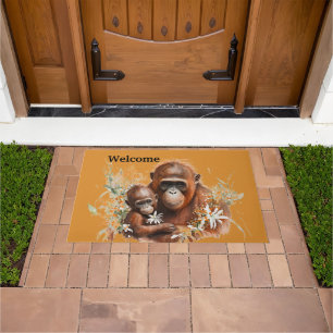 Mother and baby Chimp  Doormat