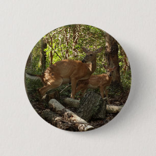 Mother and Baby Deer at Shenandoah National Park 2 Inch Round Button