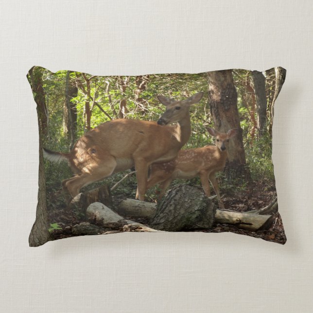 Mother and Baby Deer at Shenandoah National Park Accent Pillow (Front)