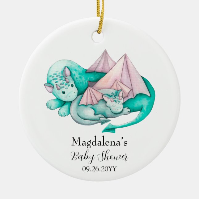 Mother and Baby Dragon Baby Shower Keepsake  Ceramic Ornament (Front)