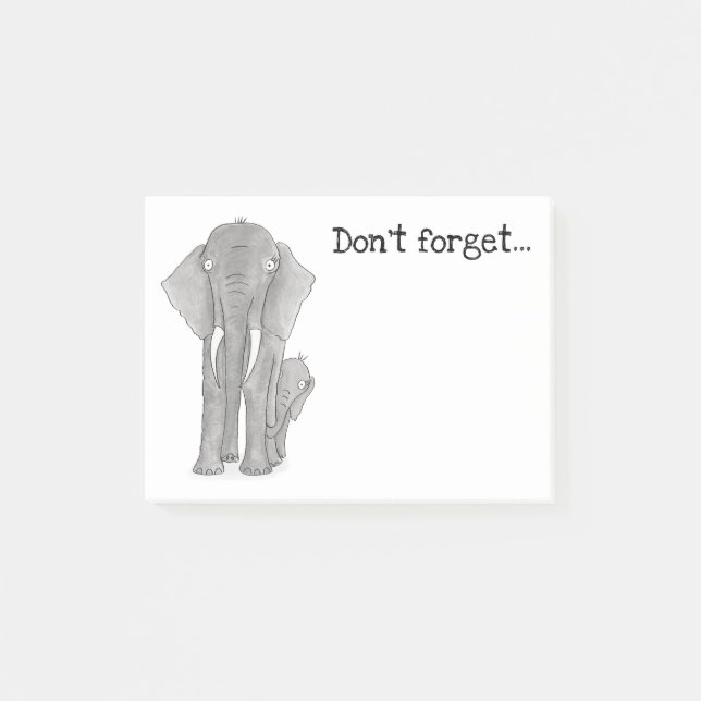 Mother and baby elephant 'don't forget' post-its post-it notes (Front)
