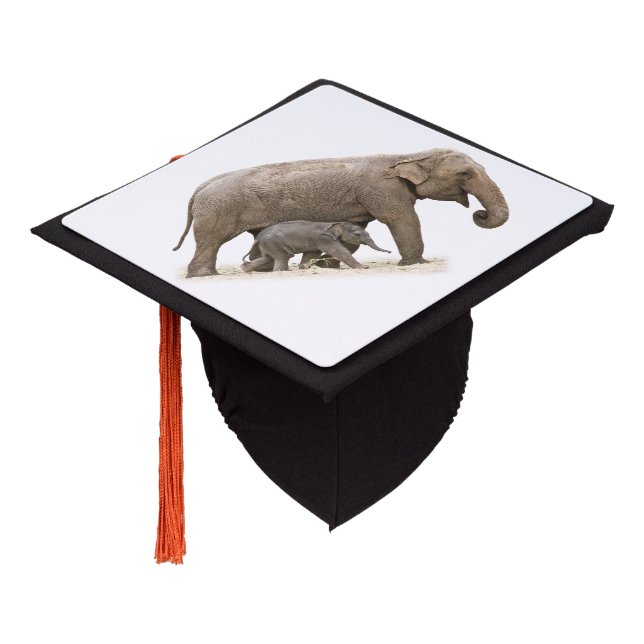 Mother and Baby Elephant Graduation Cap Topper (Angled)