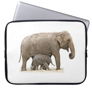 Mother and Baby Elephant Laptop Sleeve
