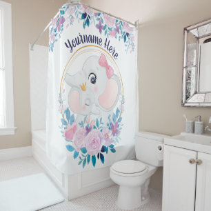 Mother and Baby Elephant Pink Blush Flower Wreath