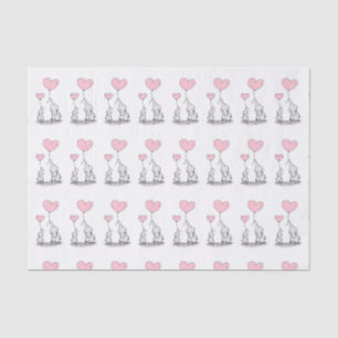 Mother and Baby Elephant with Heart Balloons Tissue Paper
