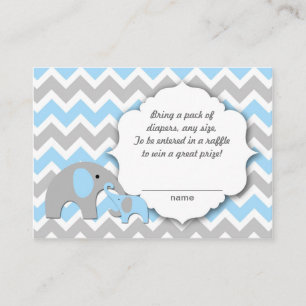 Mother and baby elephants diaper raffle tickets enclosure card