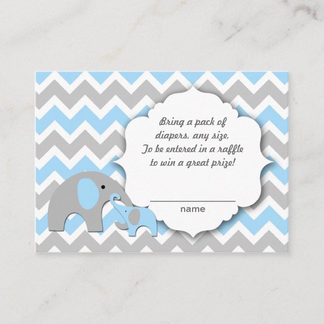 Mother and baby elephants diaper raffle tickets enclosure card (Front)