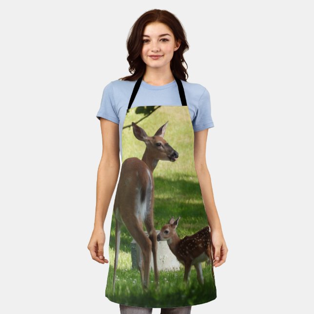 Mother and baby Fawn, Whitetail Deer Apron (Worn)