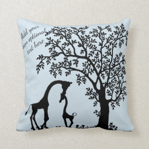 Mother and Baby Giraffe Silhouette Accent Pillow