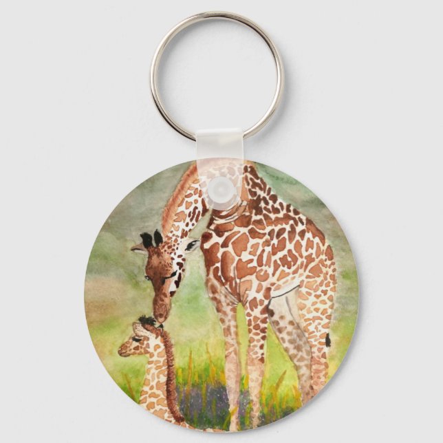 Mother and Baby Giraffes Keychain (Front)