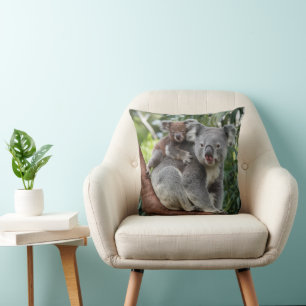 Mother and Baby Koala Bear Throw Pillow