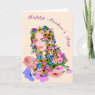 Mother and Baby Mother's Day Card with Flowers
