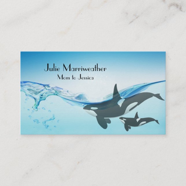 Mother and Baby Orca Whale Mommy Card (Front)