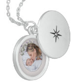Mother and Baby Photo Purple Wildflower Frame Locket Necklace (Front Left)