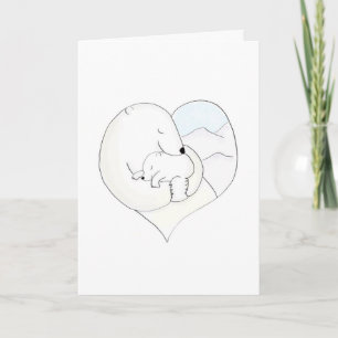 Mother and baby polar bear mother's day card