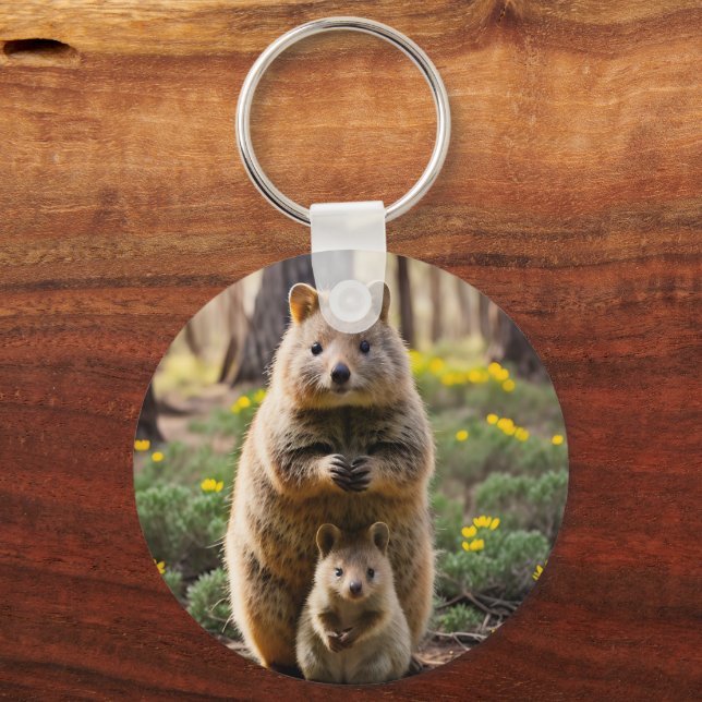 Mother And Baby Quokka, Keyring (Front)