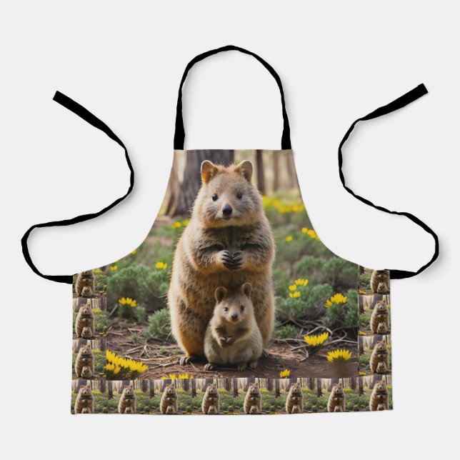 Mother And Baby Quokka, Kids Full Print Apron (Front)