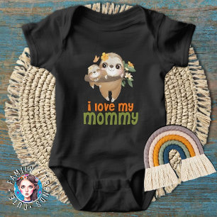 Mother and Baby Sloths Hanging on a Branch I love Bodysuit