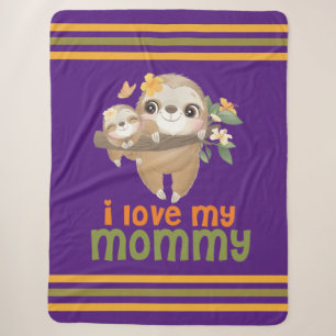 Mother and Baby Sloths Hanging on a Branch I love Sherpa Blanket
