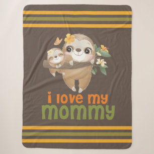 Mother and Baby Sloths Hanging on a Branch I love Sherpa Blanket