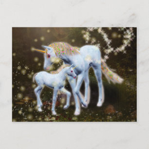 Mother and Baby Unicorn Postcard