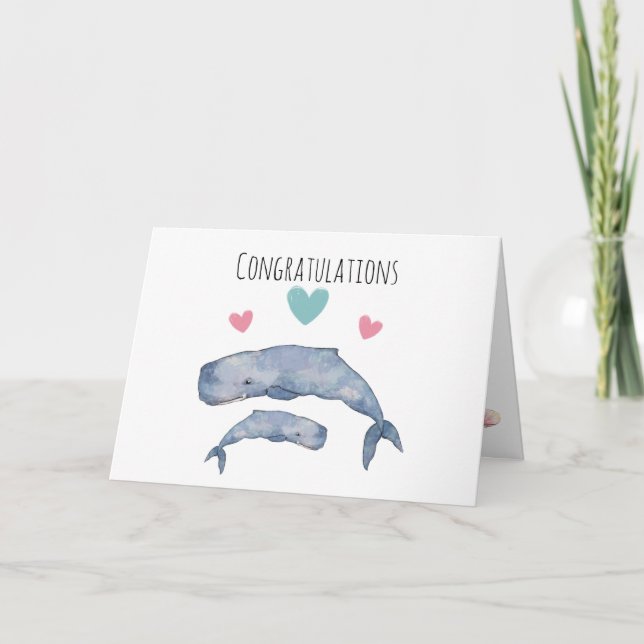 Mother and Baby Whale Congratulations Card (Front)