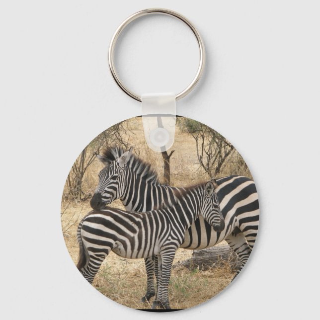 Mother and Baby Zebra  Keychain (Front)
