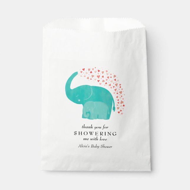 Mother and Calf Elephant Baby Shower Favour Bag (Front)