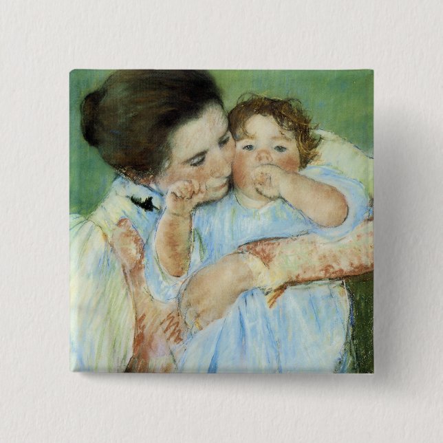 Mother and Child 2 Inch Square Button (Front)