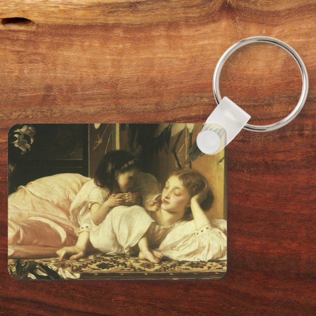Mother and Child (aka Cherries) by Lord Leighton Keychain (Front)