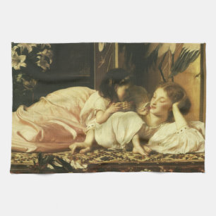 Mother and Child (aka Cherries) by Lord Leighton Kitchen Towel