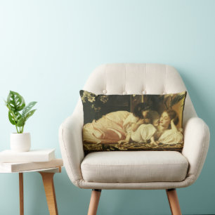 Mother and Child (aka Cherries) by Lord Leighton Lumbar Pillow