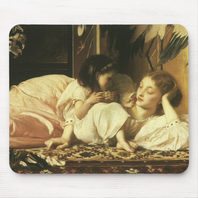 Mother and Child (aka Cherries) by Lord Leighton Mouse Pad (Front)